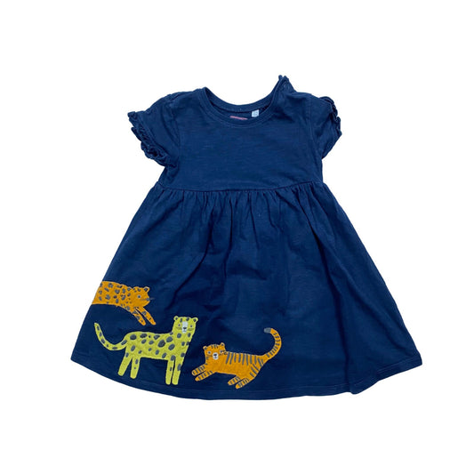 Cotton dress with applique big cats