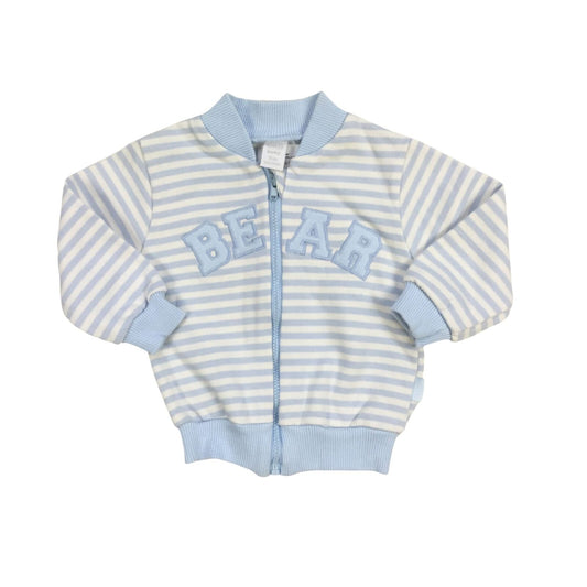 Striped 'Bear' Zip front Cotton Bomber Style Jacket