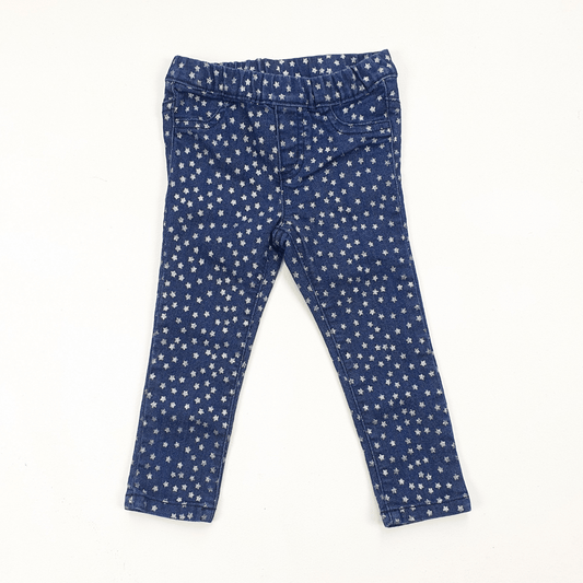 Jeggings with metallic star print.