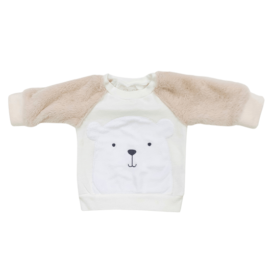 Luxurious fluffy, faux fur sleeved polar bear jumper