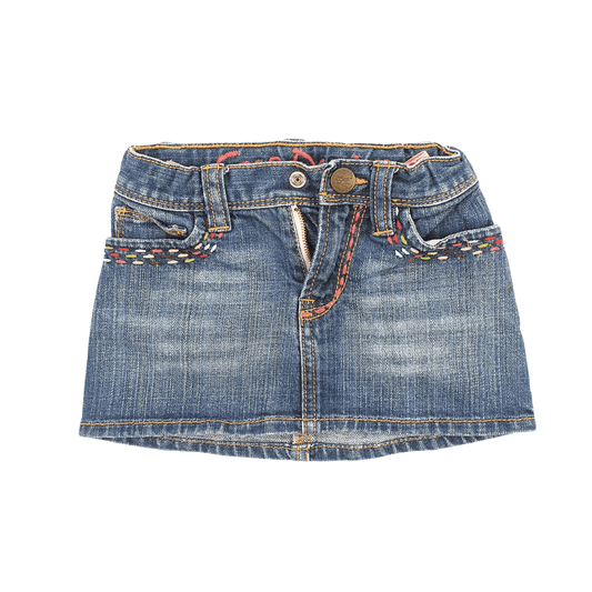 Denim Mini Skirt with Embroidered Detail