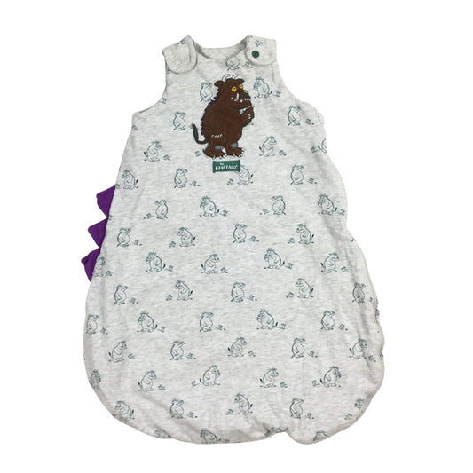 Gruffalo Sleepbag with purple prickles down one side.