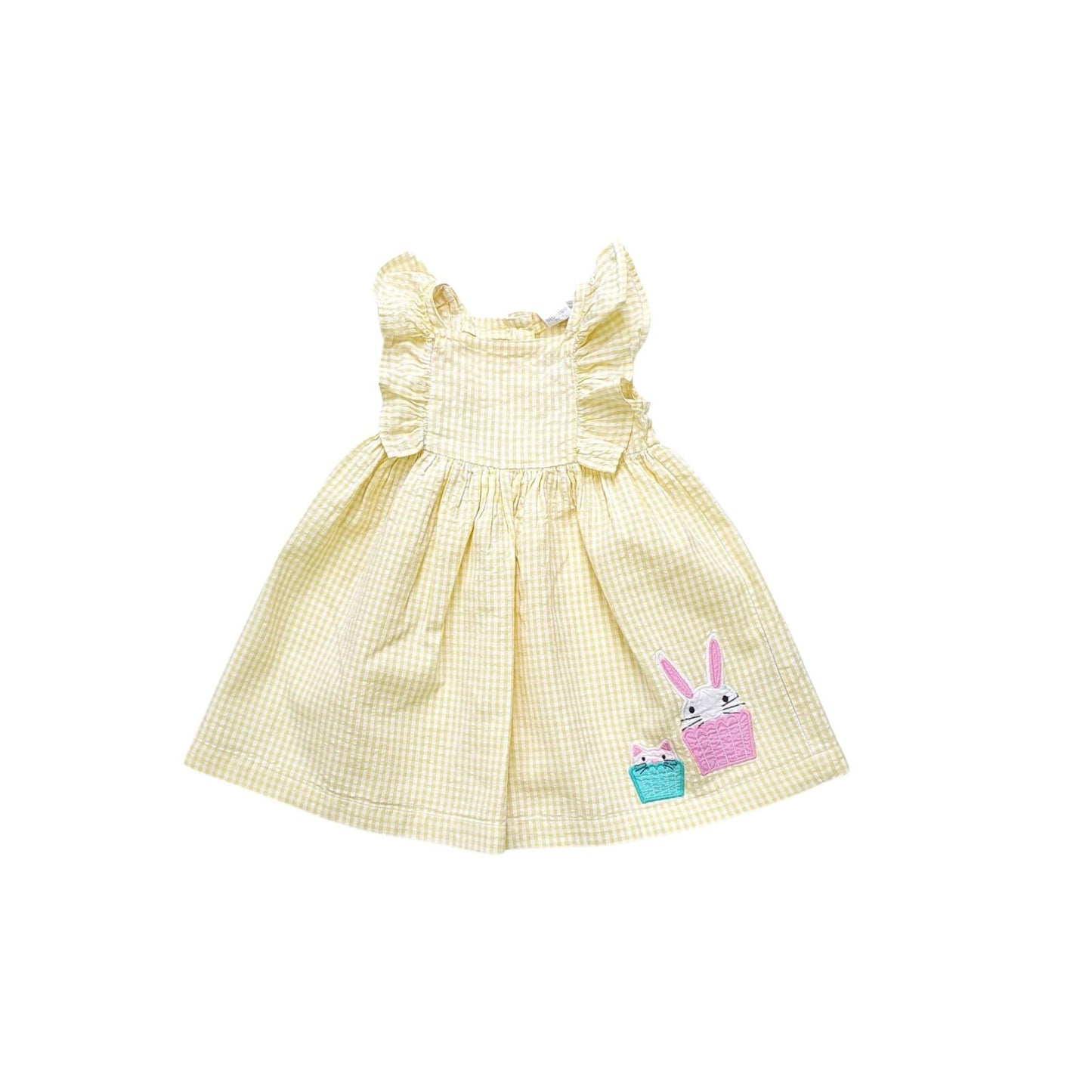 Gingham Sundress wih Cat & Rabbit Applique