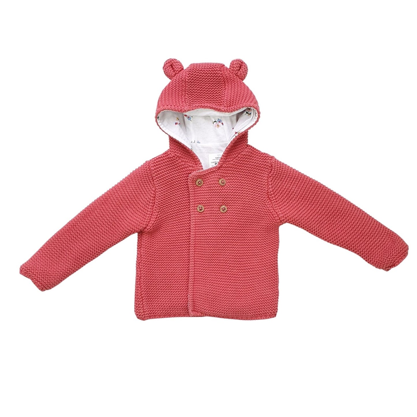 Cotton Lined Knit Jacket with Cute Ears