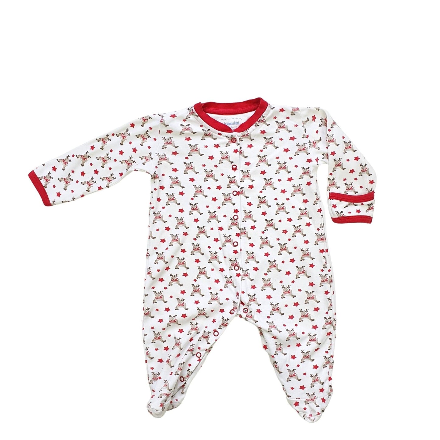 Cotton Reindeer Print Sleepsuit