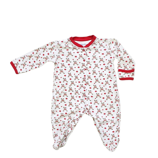 Cotton Reindeer Print Sleepsuit