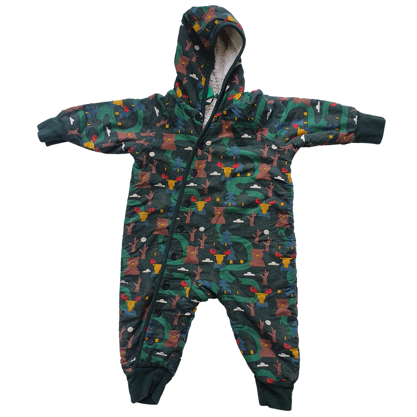 Sherpa Snug Suit/Snow Suit with Woodland Animals Print (worn)