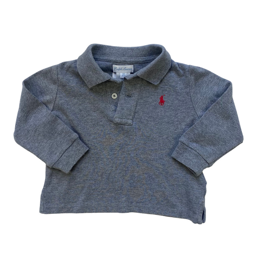 Long Sleeved Grey Ralph Lauren Polo Shirt