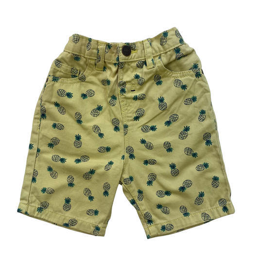 Pineapple Print Denim Shorts