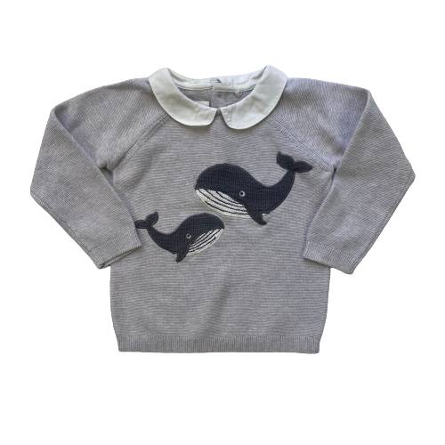 Jumper with Collar and Knitted Whale Detail