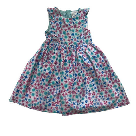 Lined Cotton Sundress with Windmill Print with ruffle detail