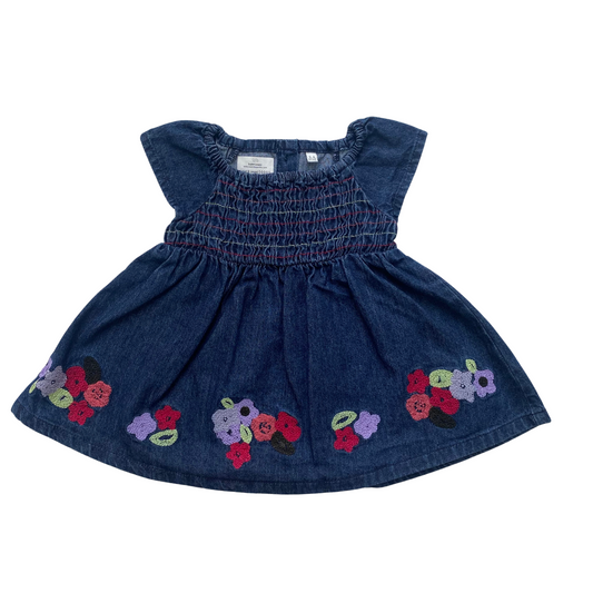 Denim dress with floral embroidery