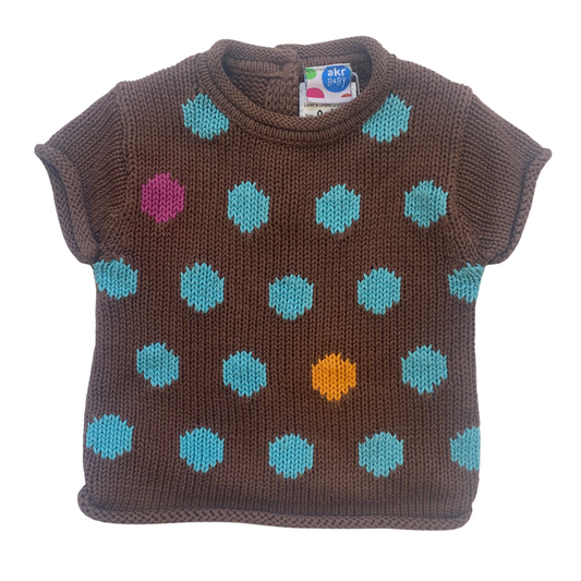 Knitted T-Shirt with Polka Dot Pattern