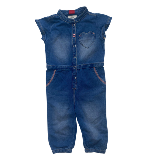 Denim Style Jumpsuit with Heart Pocket