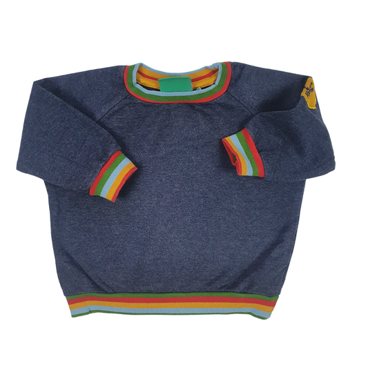 Navy Sweatshirt with Rainbow Cuffs