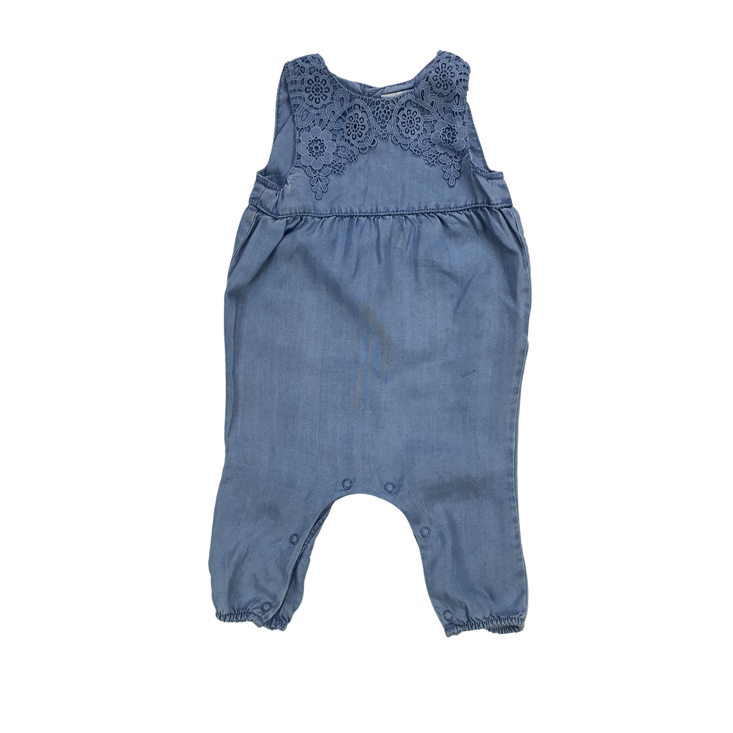 Chambray Bodysuit with Lace Detailing