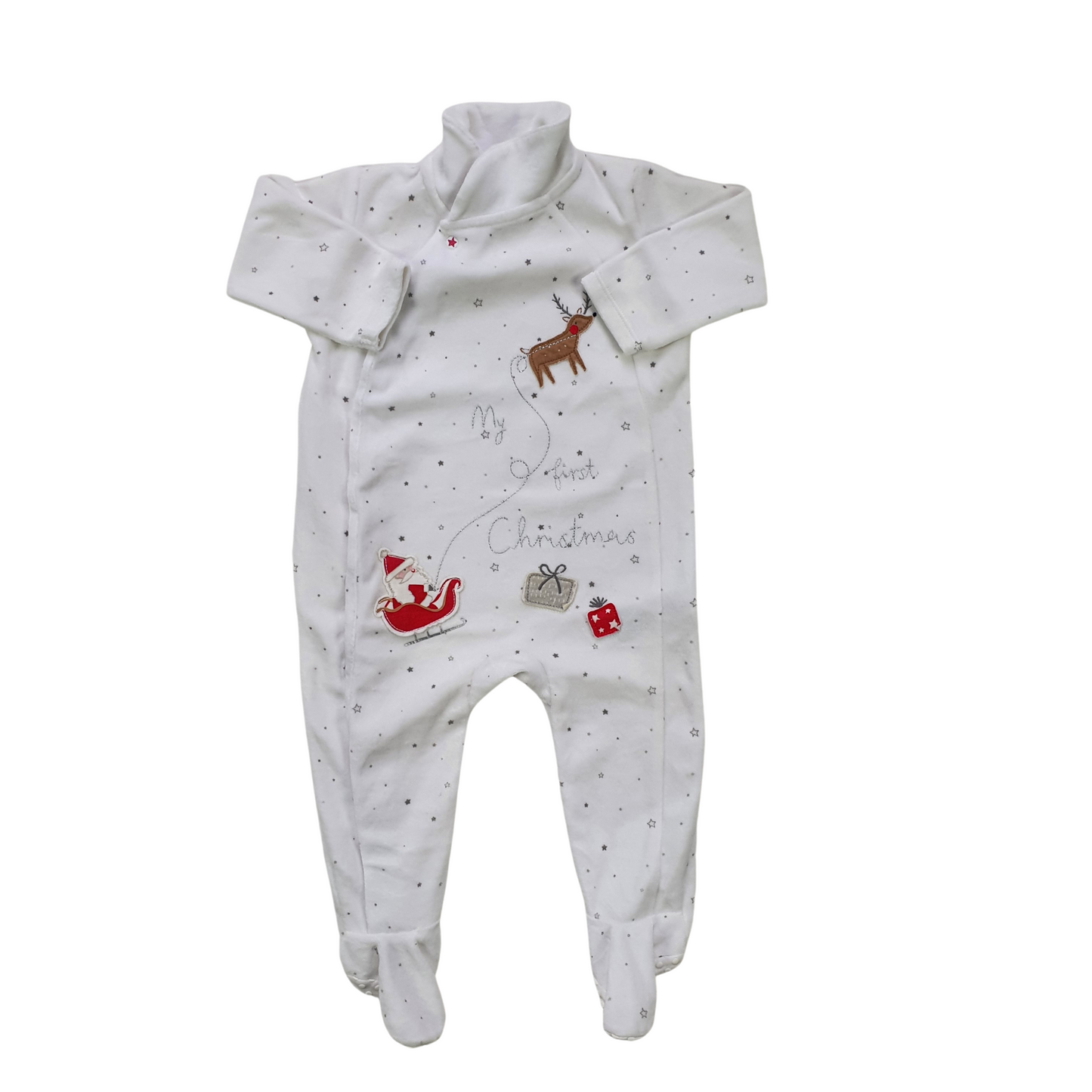 My First Christmas' Velour Sleepsuit