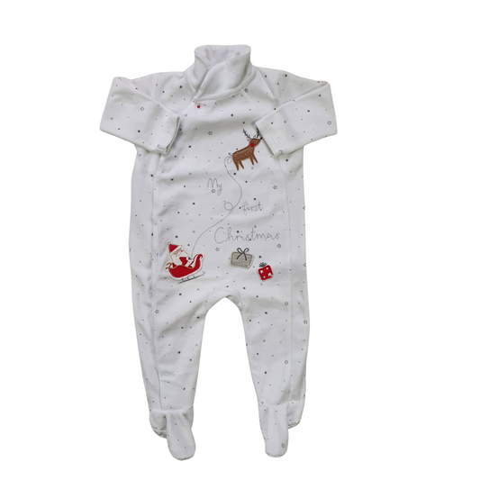 My First Christmas' Velour Sleepsuit