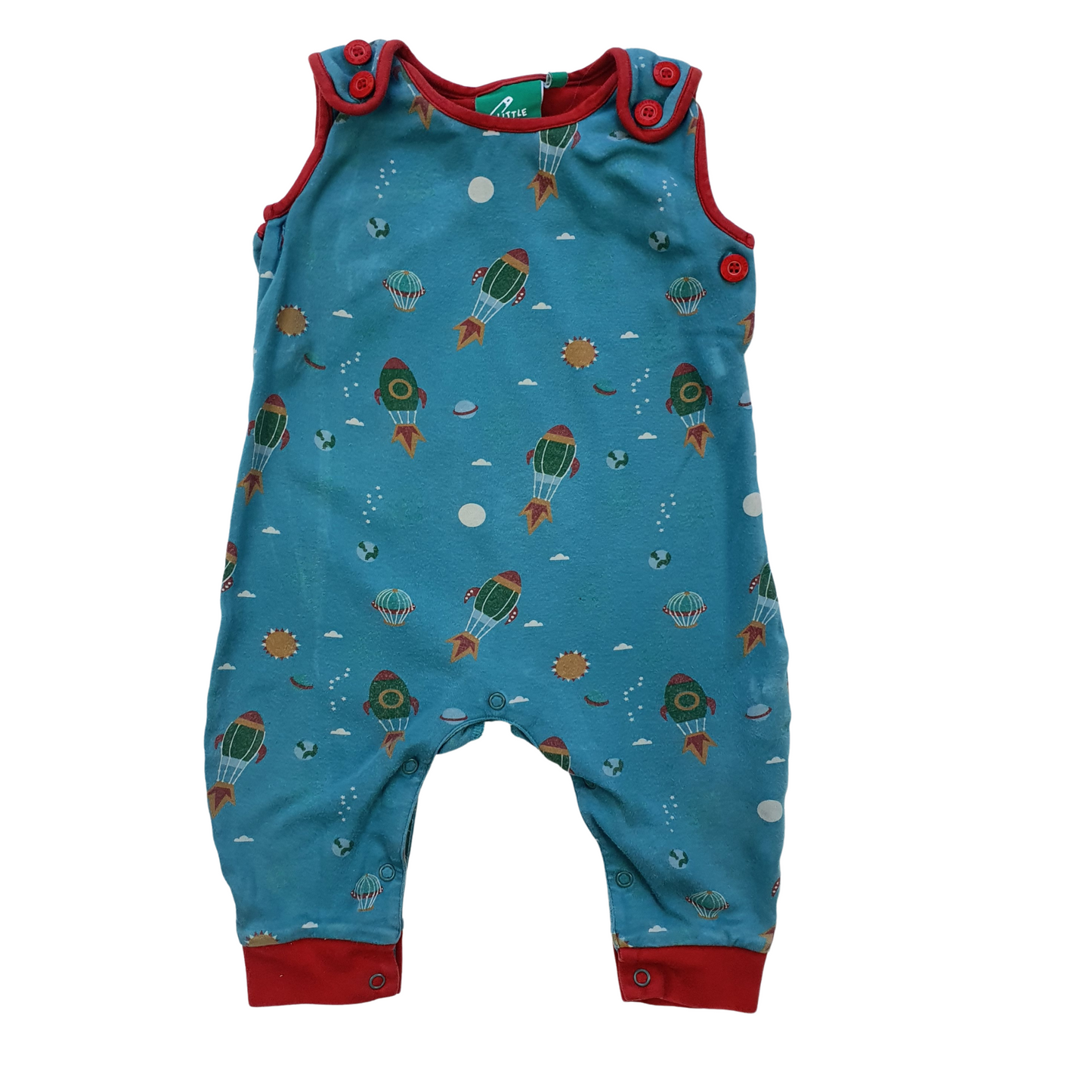 Rocket Print Dungaree Romper