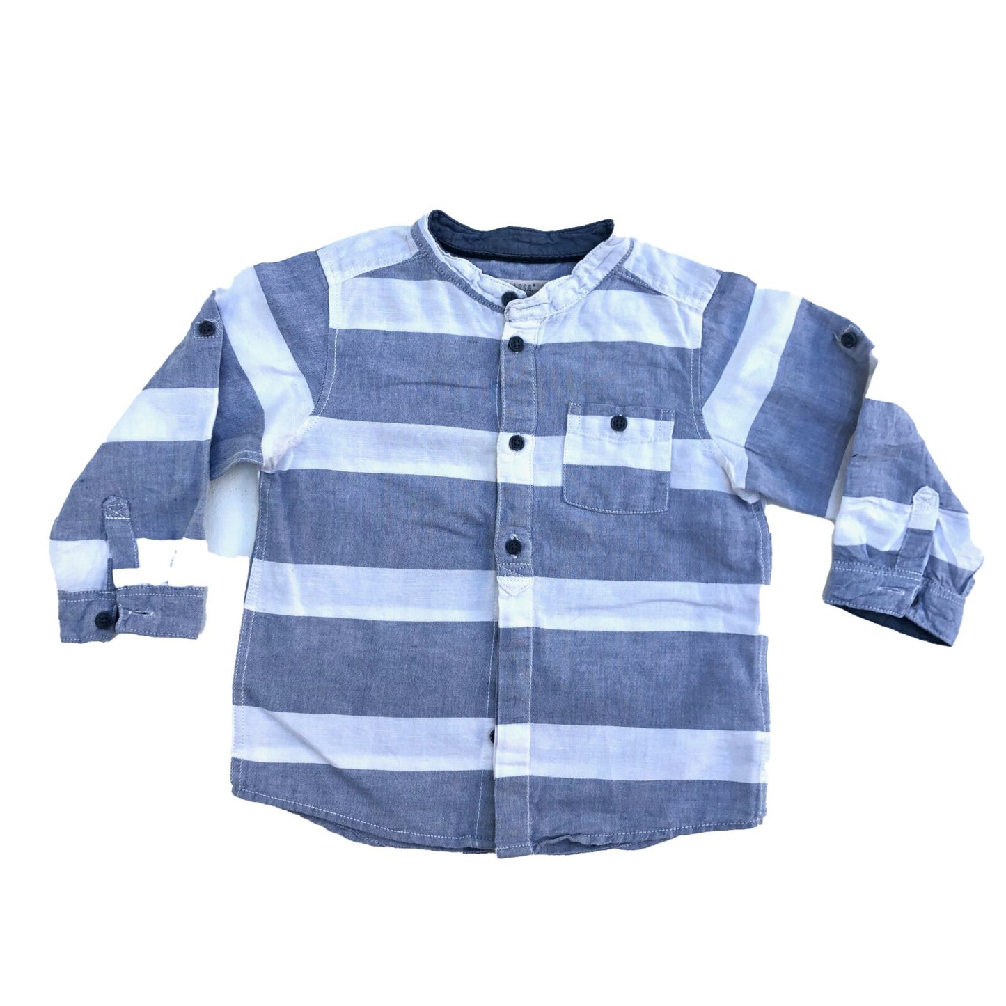 Cotton striped grandad shirt