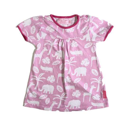 Cotton jersey pink elephant dress