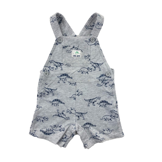 Cotton jersey dinosaur print short dungarees