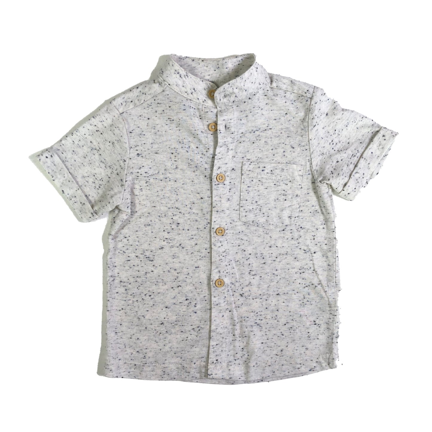 Polyester cotton collarless shirt