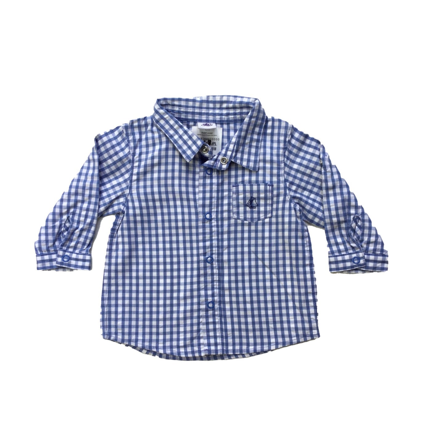 Cotton Check Shirt with sailboat motif