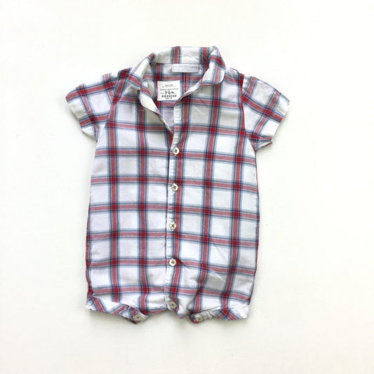 Cotton Checked Short Leg Romper