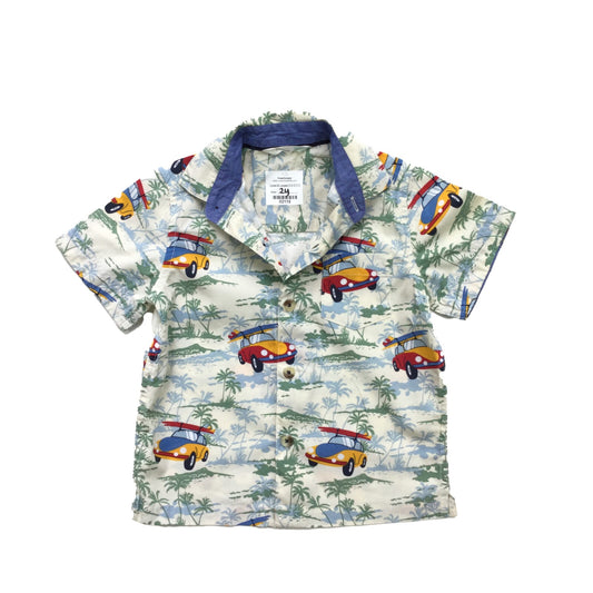 Cotton Short Sleeve Shirt with Holiday Print