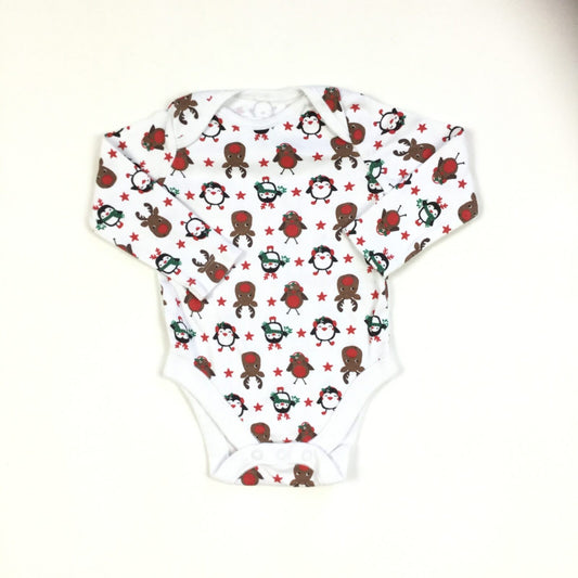 Christmas bodysuits with reindeers, penguins and robins