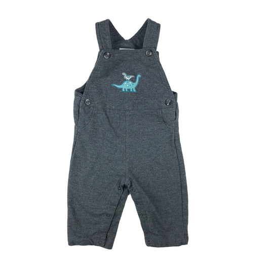 Cotton jersey dungarees, appliqué dinos, snap fasten inside leg