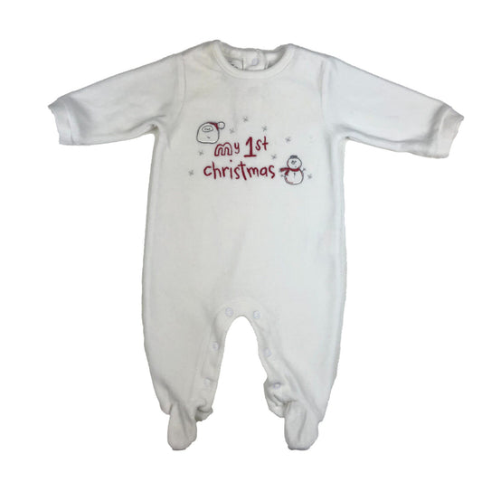 Velour 'My 1st Christmas' Sleepsuit