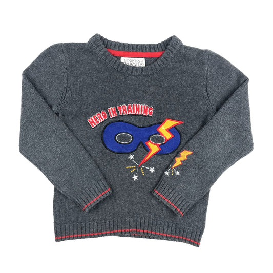 Cotton knitted superhero jumper