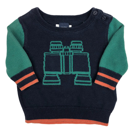 Cotton jumper with binoculars pattern and 'I spy on the back