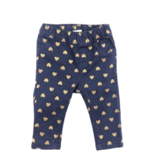 Gold heart print stretch jeans