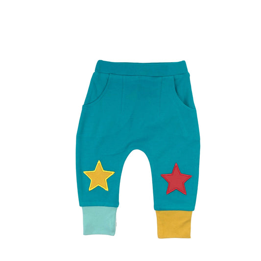 Organic cotton joggers with contrast star knee patches