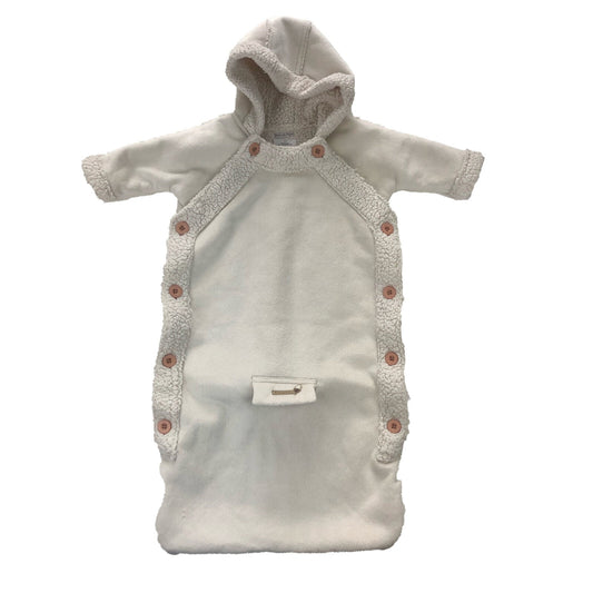 Cotton fleece pram suit with safety belt fasting detail from 3 months upwards