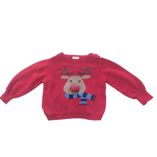 Christmas cotton knitted jumper with raindeer design (quite worn but cute)