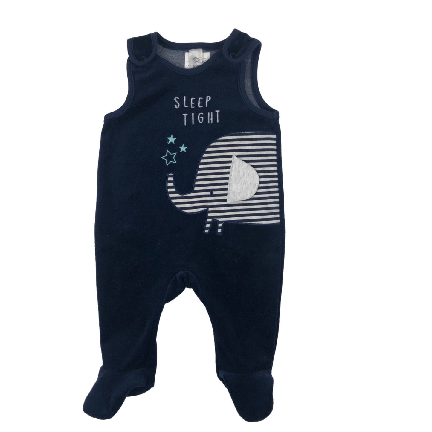 Velour dungaree romper with appliqué elephant