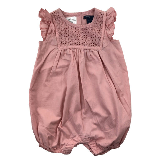 Light cotton romper with embroidered front yolk