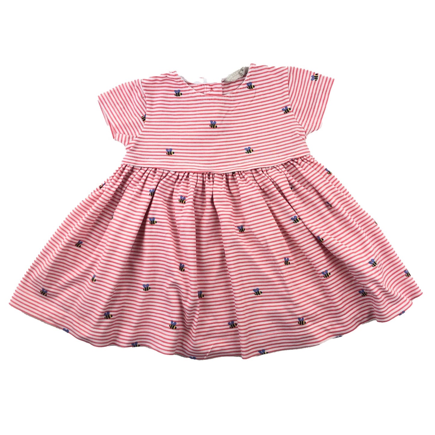 Organic cotton striped dress with bee print