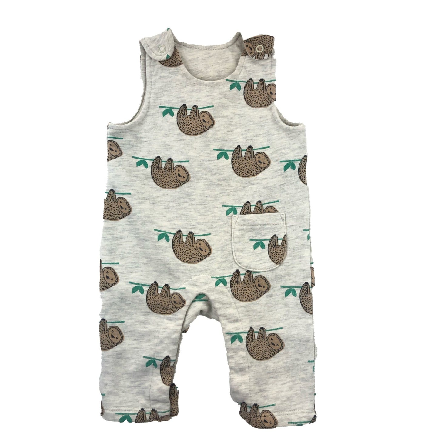 Cotton and mixed fibres dungarees with sloth print