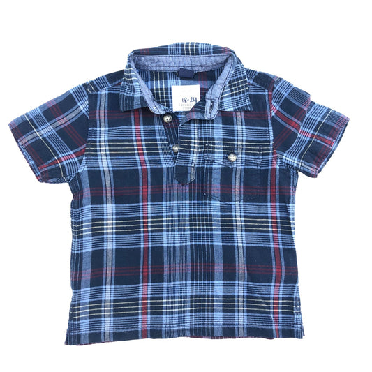 Cotton checked short sleeve shirt