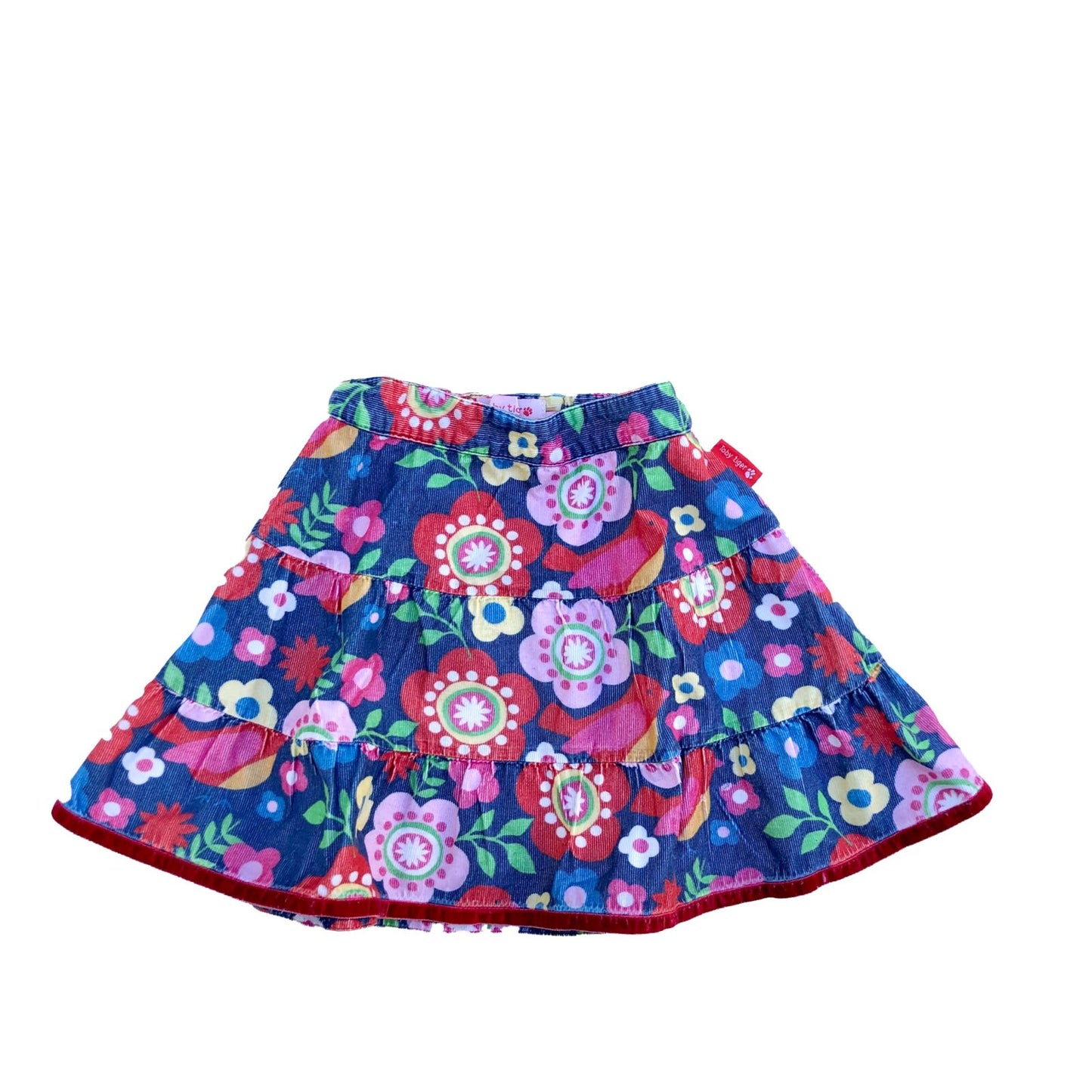 Baby cord flowery skirt