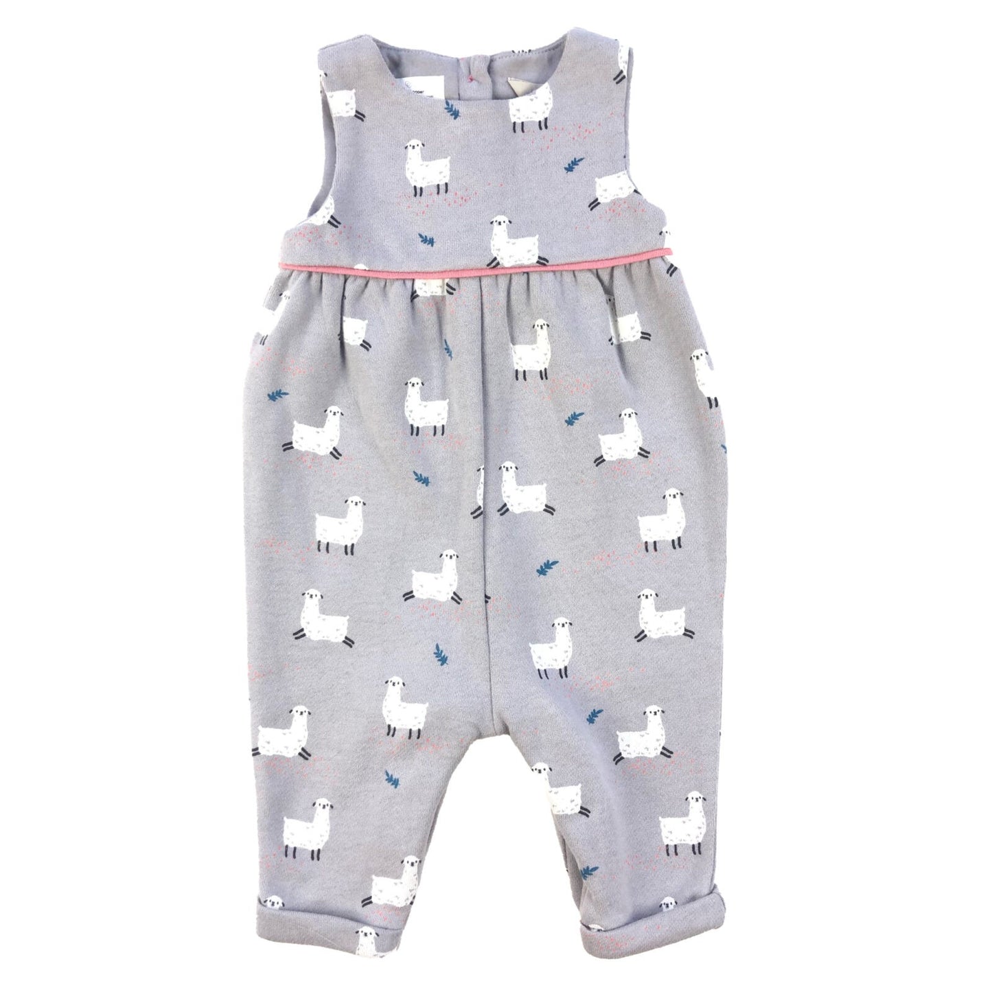 Cotton knit llama print dungarees