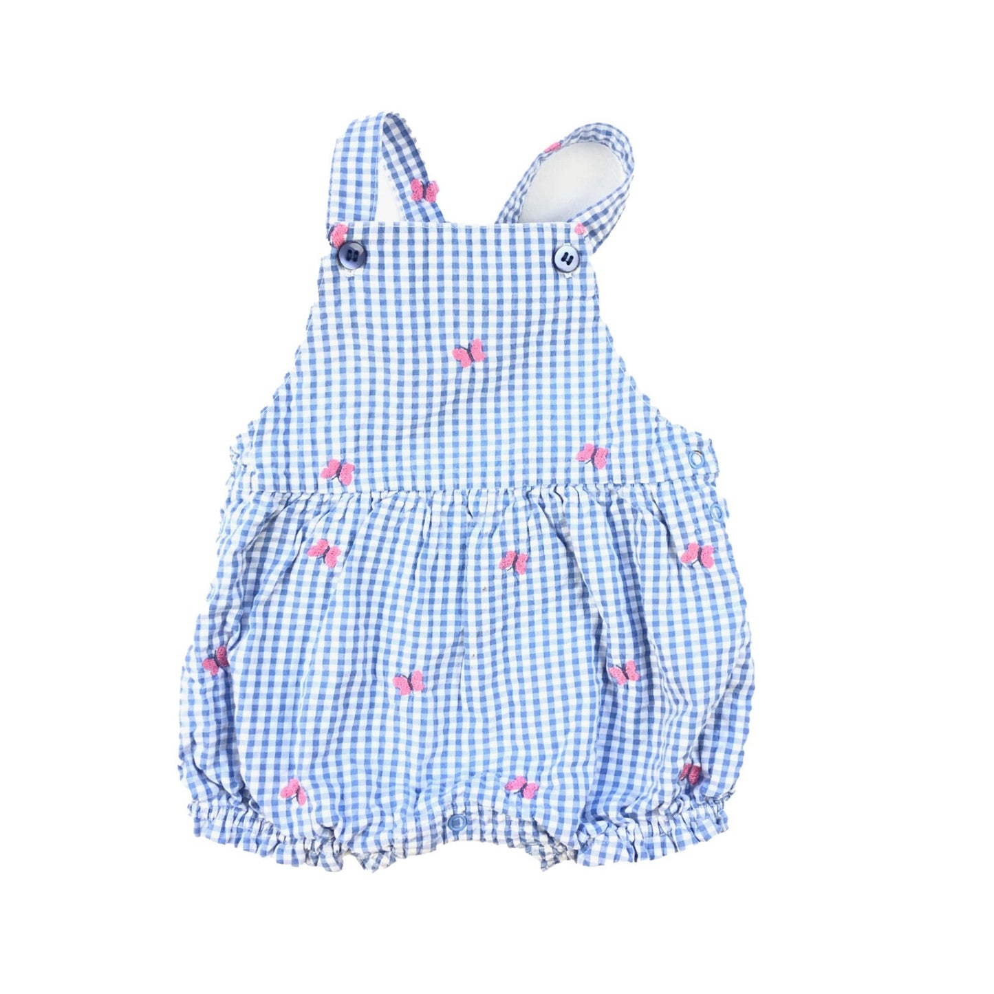 Cotton Gingham Dungarees with Butterflies