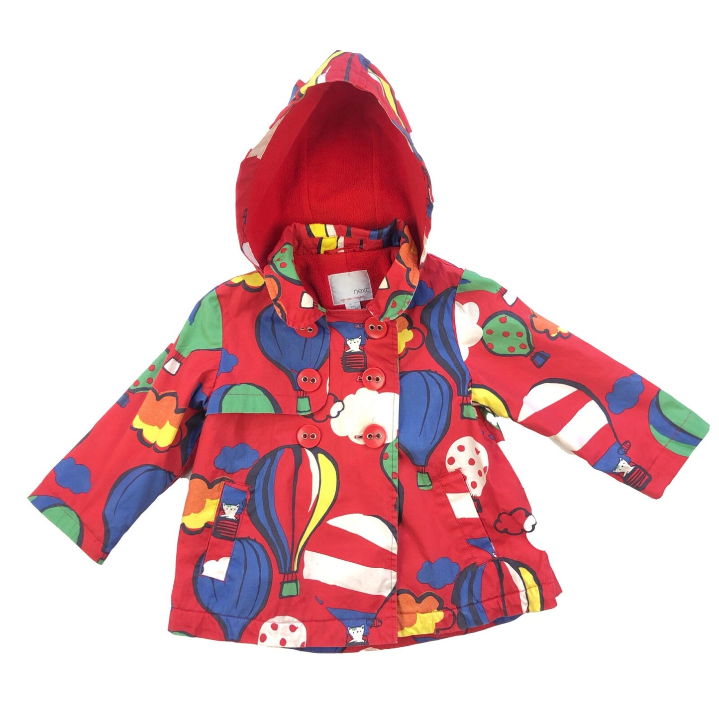 Raincoat with fleece lining and hot air balloon print