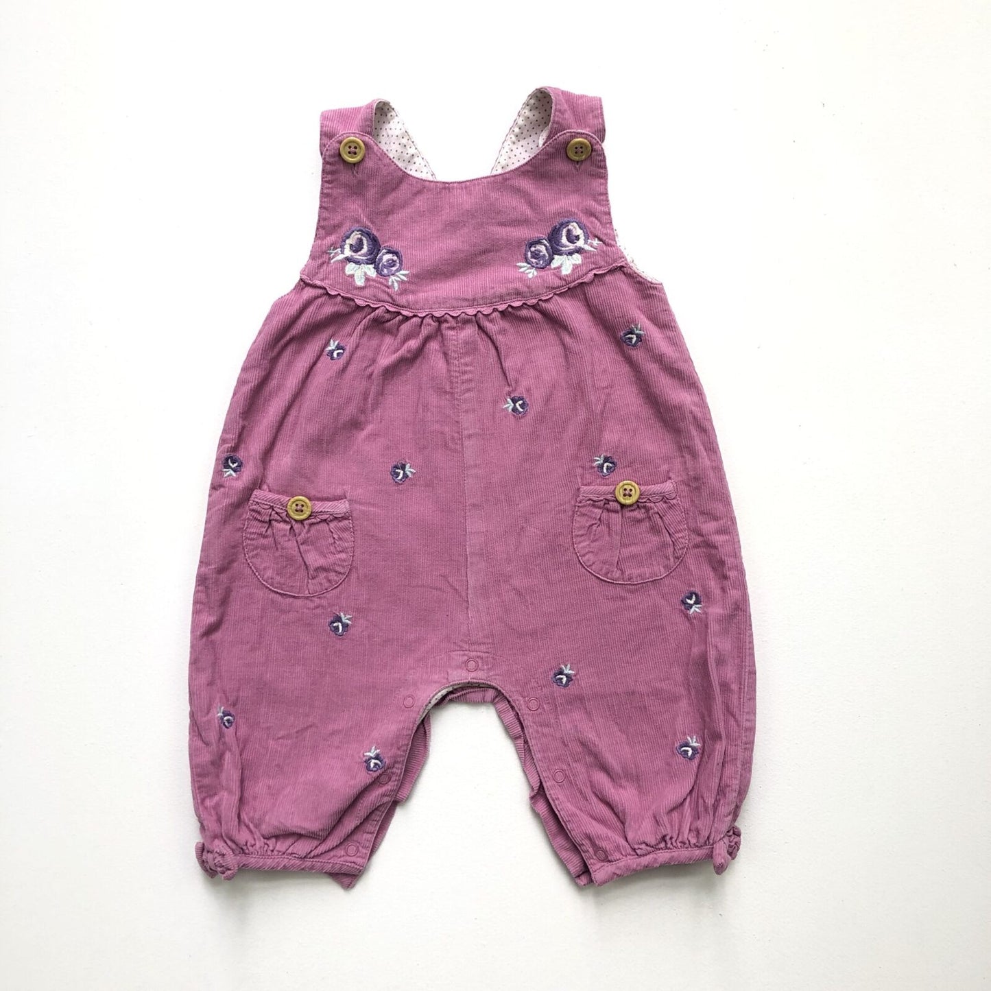 Babycord dungarees with embroidered flowers