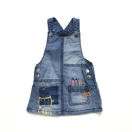 Embellished Cotton Denim Pinafore